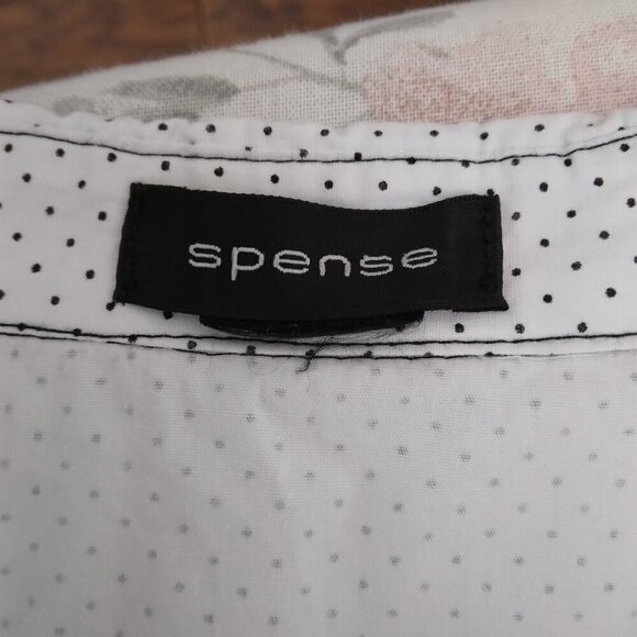 Spense | Polka Dot Ruffle Front Blouse Shirt White | Size L - Picture 9 of 9